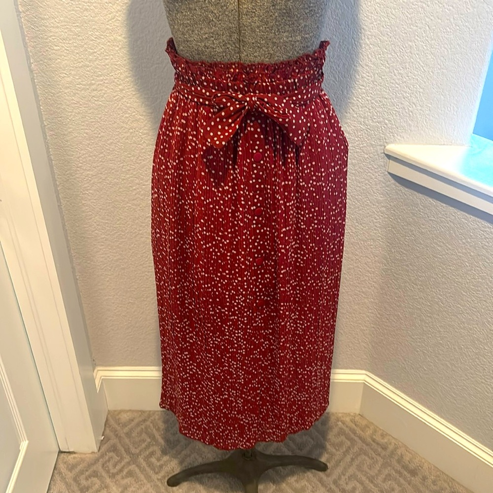 Zara Red White Polka Dot High Waist Skirt - Size Small, Like New!